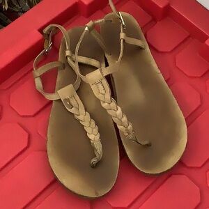 Rainbow Tan Braided Sandals